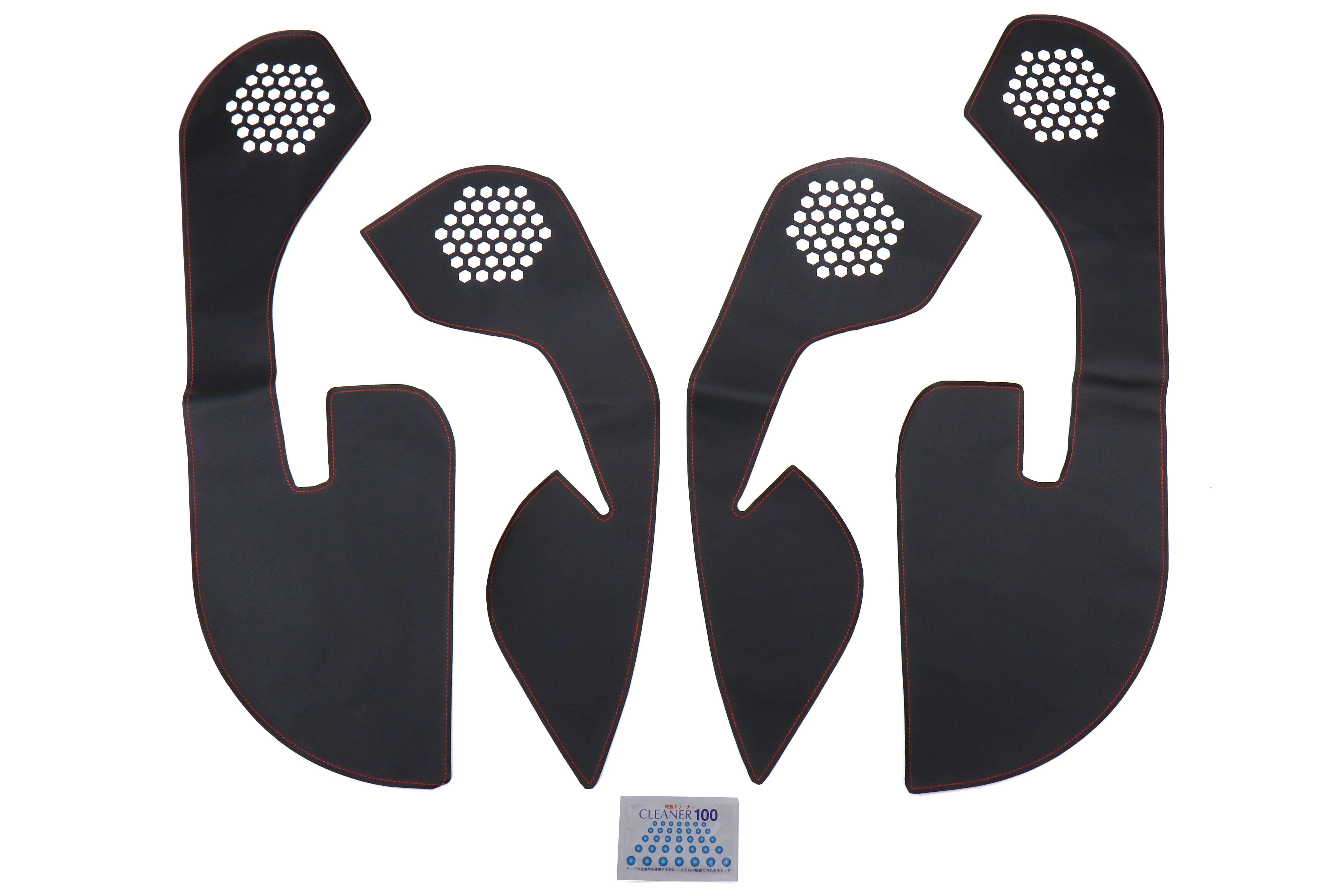 OLM Leather Look Kick Guard Protection Set w/ Red Stitching (For Non-Harmon Kardon Systems) - 2015-2021 Subaru WRX / STI